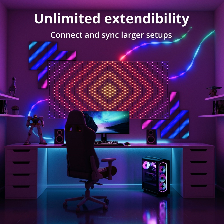 Twinkly - LED RGB dimmbarer Weihnachtsvorhang MATRIX 480xLED 1x1 m Wi-Fi