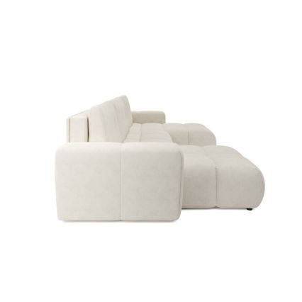 U-förmige, ausklappbare, gepolsterte Sofagarnitur ALMADA mit Stauraum, beige