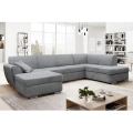 U-förmiges, ausziehbares Ecksofa mit Stauraum SERPA, rechts, grau
