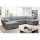 U-förmiges, ausziehbares Ecksofa mit Stauraum SERPA, rechts, grau