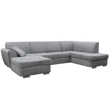 U-förmiges, ausziehbares Ecksofa mit Stauraum SERPA, rechts, grau