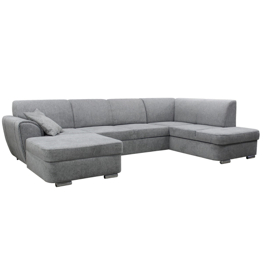 U-förmiges, ausziehbares Ecksofa mit Stauraum SERPA, rechts, grau