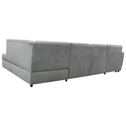 U-förmiges, ausziehbares Ecksofa mit Stauraum SERPA, rechts, grau