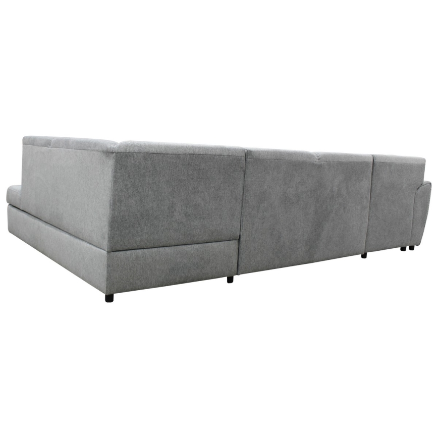 U-förmiges, ausziehbares Ecksofa mit Stauraum SERPA, rechts, grau