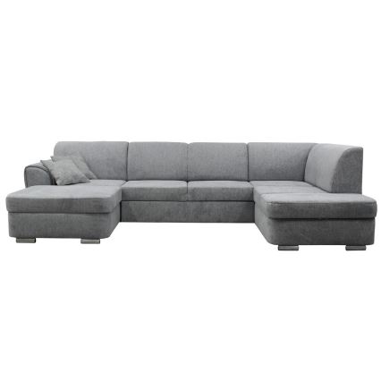 U-förmiges, ausziehbares Ecksofa mit Stauraum SERPA, rechts, grau