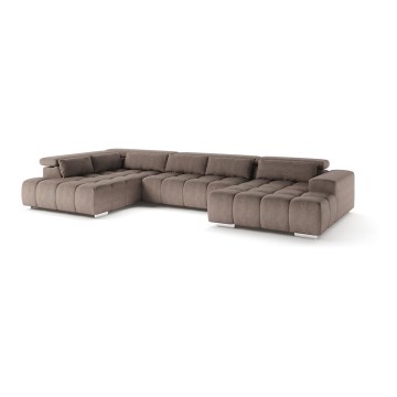 U-förmiges Eck-Sofa mit Kopfstützen TROPEA beige