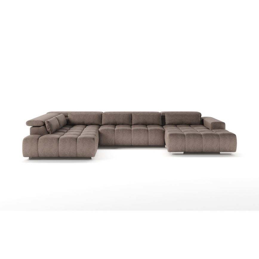 U-förmiges Eck-Sofa mit Kopfstützen TROPEA beige