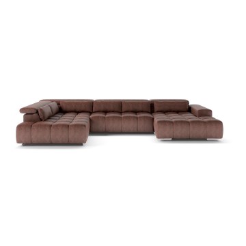 U-förmiges Eck-Sofa mit Kopfstützen TROPEA braun