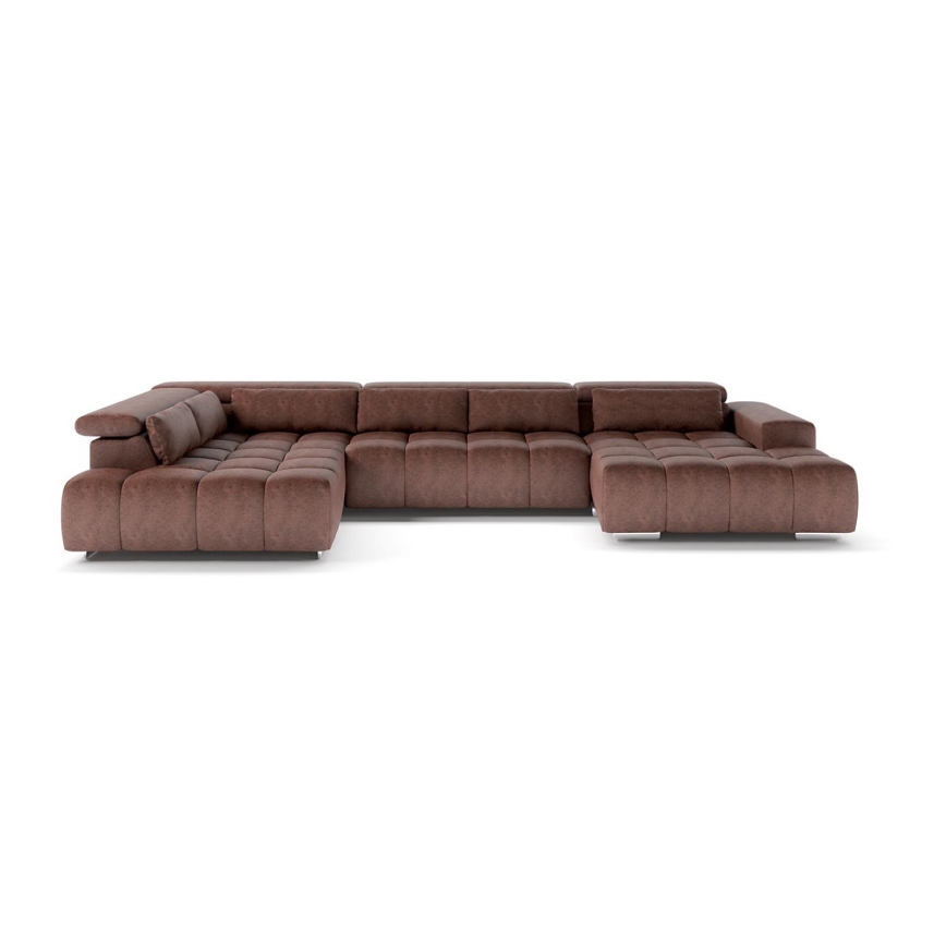 U-förmiges Eck-Sofa mit Kopfstützen TROPEA braun