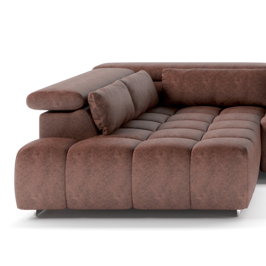 U-förmiges Eck-Sofa mit Kopfstützen TROPEA braun