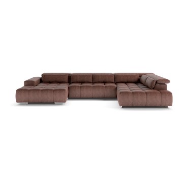 U-förmiges Eck-Sofa mit Kopfstützen TROPEA braun