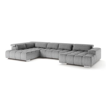 U-förmiges Eck-Sofa mit Kopfstützen TROPEA grau