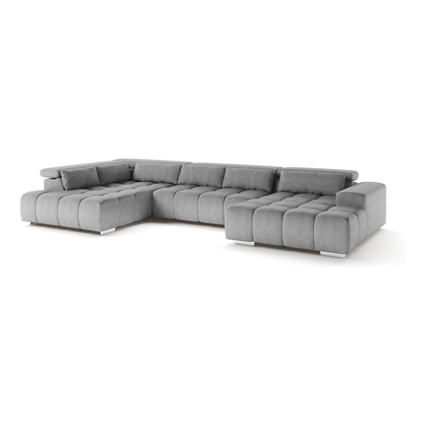 U-förmiges Eck-Sofa mit Kopfstützen TROPEA grau