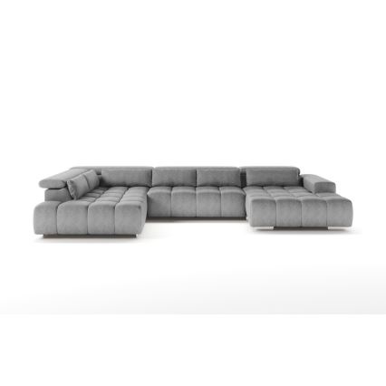 U-förmiges Eck-Sofa mit Kopfstützen TROPEA grau