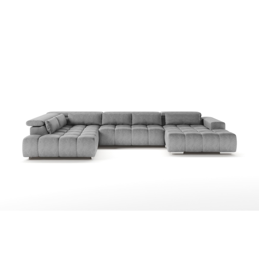 U-förmiges Eck-Sofa mit Kopfstützen TROPEA grau