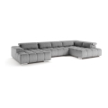 U-förmiges Eck-Sofa mit Kopfstützen TROPEA grau