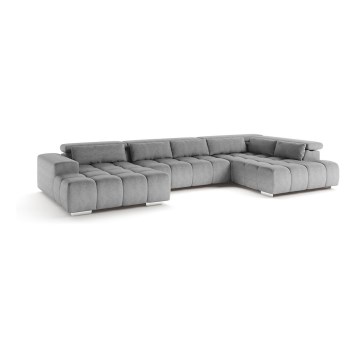 U-förmiges Eck-Sofa mit Kopfstützen TROPEA grau