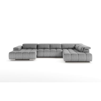 U-förmiges Eck-Sofa mit Kopfstützen TROPEA grau