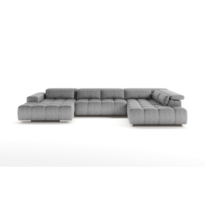 U-förmiges Eck-Sofa mit Kopfstützen TROPEA grau