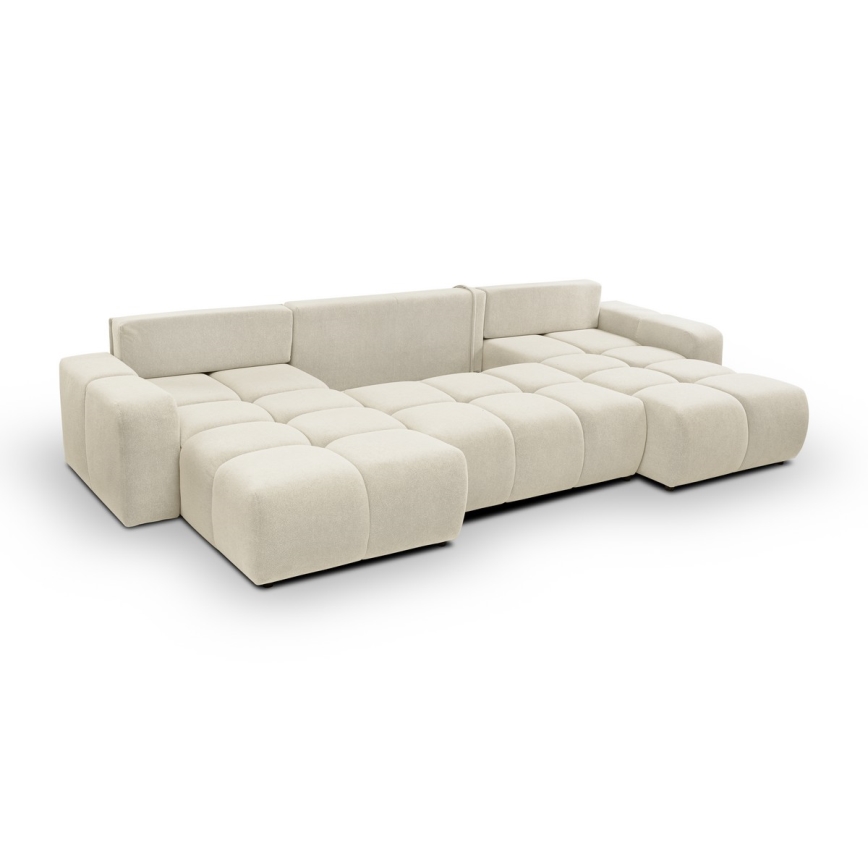 U-förmiges Klapp-Polstersofa mit Stauraum ALMADA beige