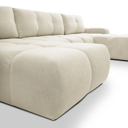 U-förmiges Klapp-Polstersofa mit Stauraum ALMADA beige