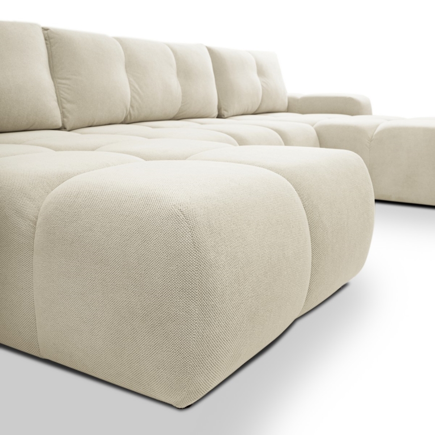 U-förmiges Klapp-Polstersofa mit Stauraum ALMADA beige