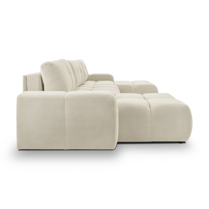 U-förmiges Klapp-Polstersofa mit Stauraum ALMADA beige