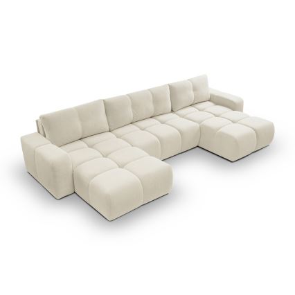 U-förmiges Klapp-Polstersofa mit Stauraum ALMADA beige