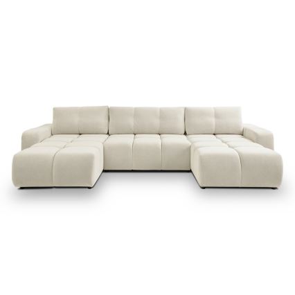 U-förmiges Klapp-Polstersofa mit Stauraum ALMADA beige