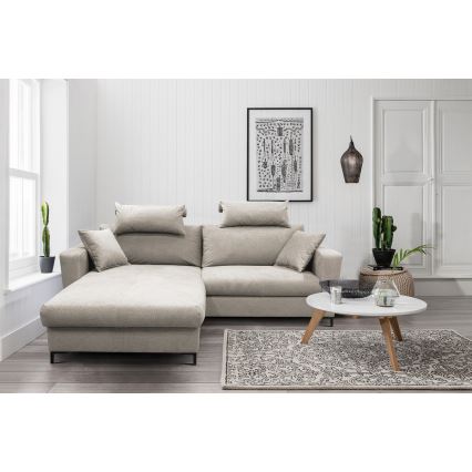 U-förmiges, klappbares Eck-Polstersofa HORTA links grau