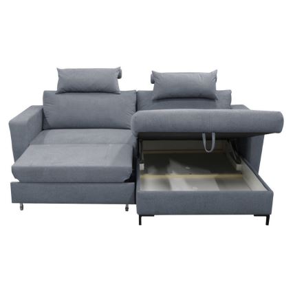 U-förmiges, klappbares Eck-Polstersofa HORTA rechts dunkelgrau