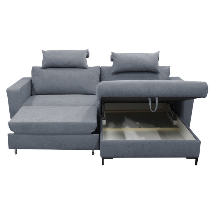 U-förmiges, klappbares Eck-Polstersofa HORTA rechts dunkelgrau