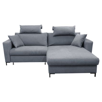 U-förmiges, klappbares Eck-Polstersofa HORTA rechts dunkelgrau
