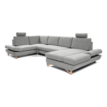 U-förmiges, klappbares Eck-Polstersofa mit Stauraum AVESTA grau