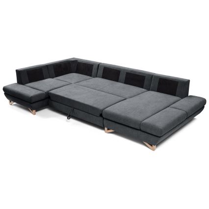 U-förmiges, klappbares Eck-Polstersofa mit Stauraum AVESTA links anthrazit