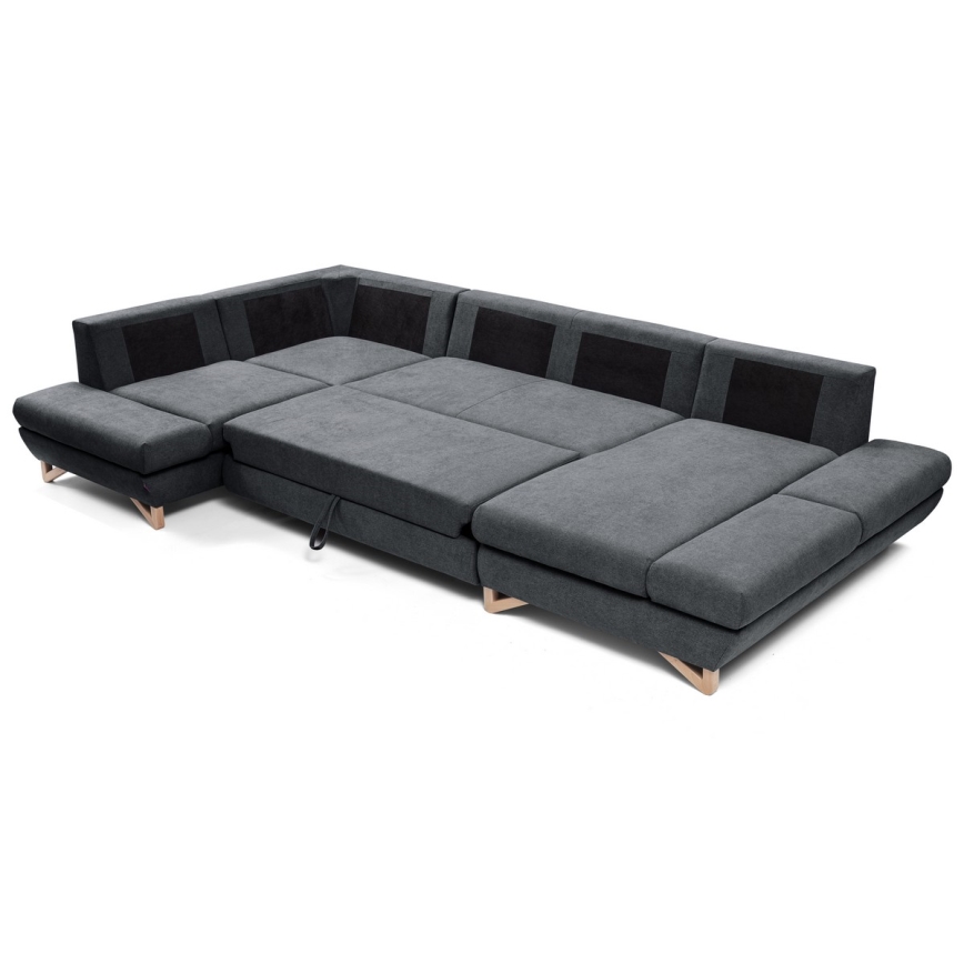 U-förmiges, klappbares Eck-Polstersofa mit Stauraum AVESTA links anthrazit