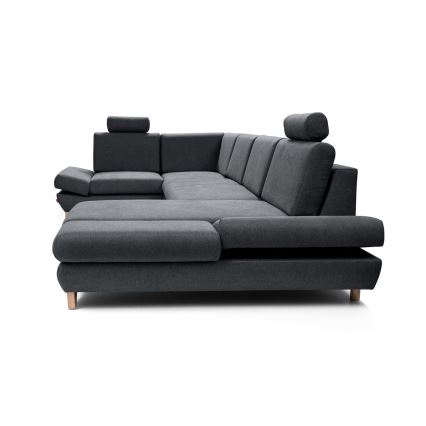 U-förmiges, klappbares Eck-Polstersofa mit Stauraum AVESTA links anthrazit