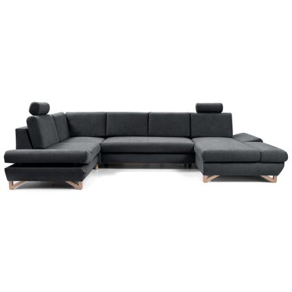 U-förmiges, klappbares Eck-Polstersofa mit Stauraum AVESTA links anthrazit