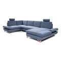 U-förmiges, klappbares Eck-Polstersofa mit Stauraum AVESTA links blau