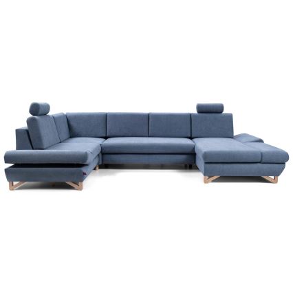 U-förmiges, klappbares Eck-Polstersofa mit Stauraum AVESTA links blau