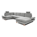 U-förmiges, klappbares Eck-Polstersofa mit Stauraum AVESTA links grau