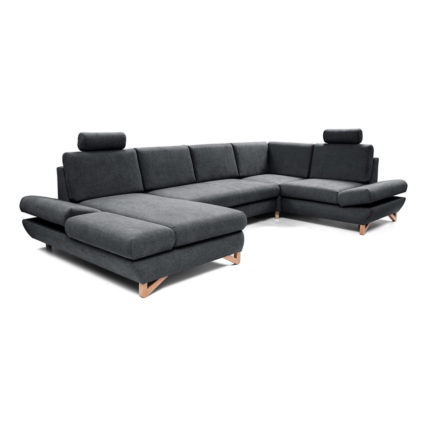 U-förmiges, klappbares Eck-Polstersofa mit Stauraum AVESTA rechts anthrazit