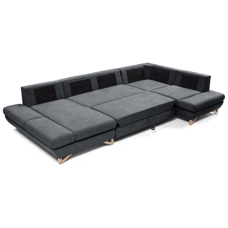 U-förmiges, klappbares Eck-Polstersofa mit Stauraum AVESTA rechts anthrazit