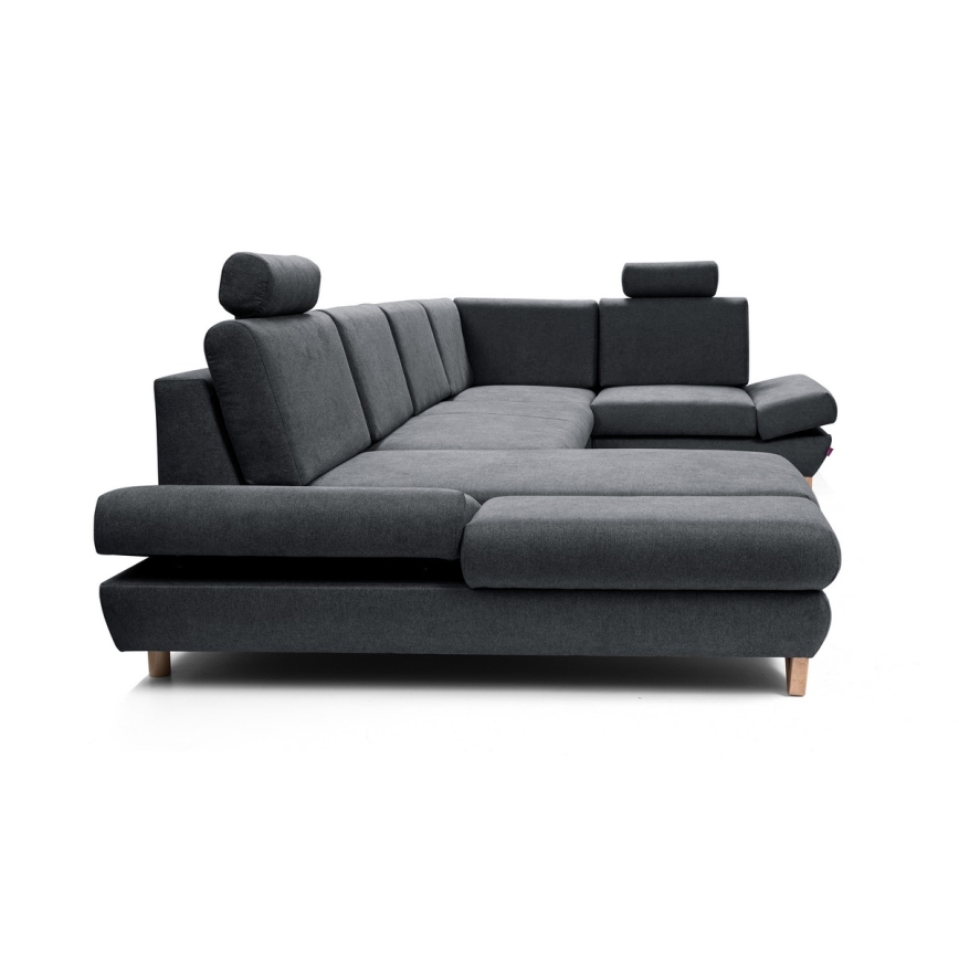 U-förmiges, klappbares Eck-Polstersofa mit Stauraum AVESTA rechts anthrazit