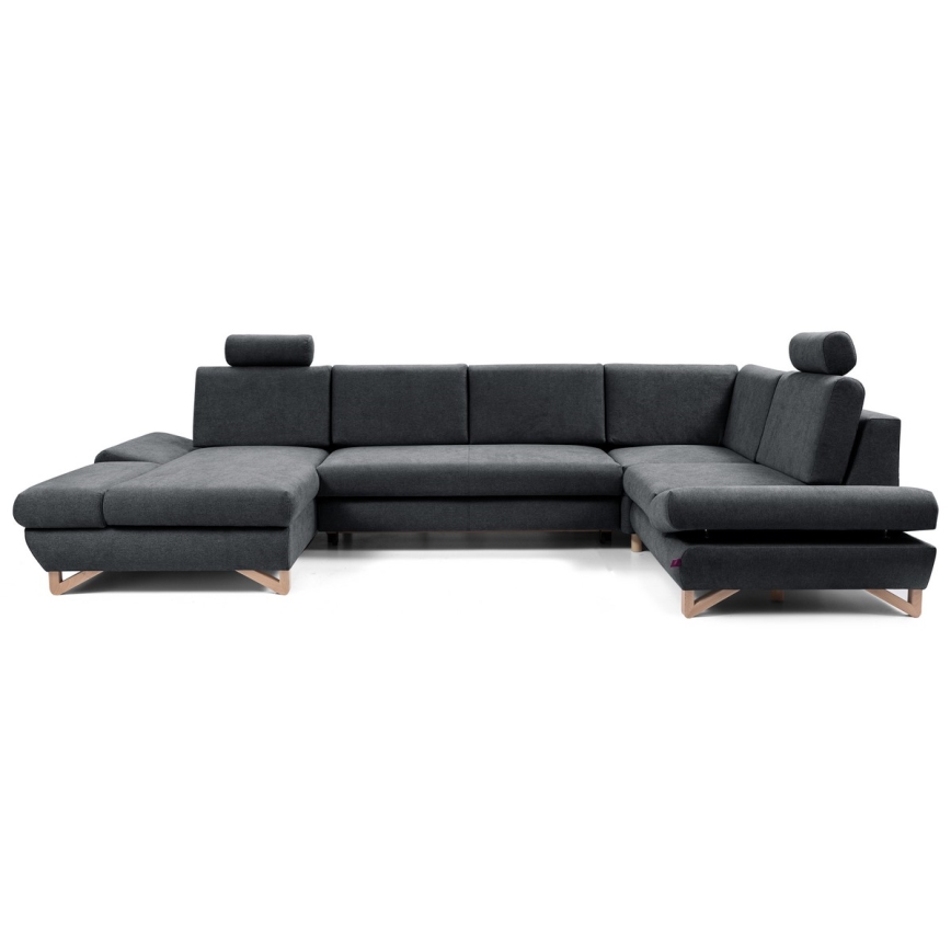 U-förmiges, klappbares Eck-Polstersofa mit Stauraum AVESTA rechts anthrazit