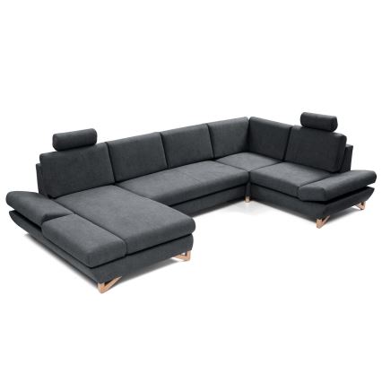 U-förmiges, klappbares Eck-Polstersofa mit Stauraum AVESTA rechts anthrazit