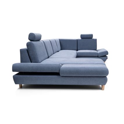 U-förmiges, klappbares Eck-Polstersofa mit Stauraum AVESTA rechts blau