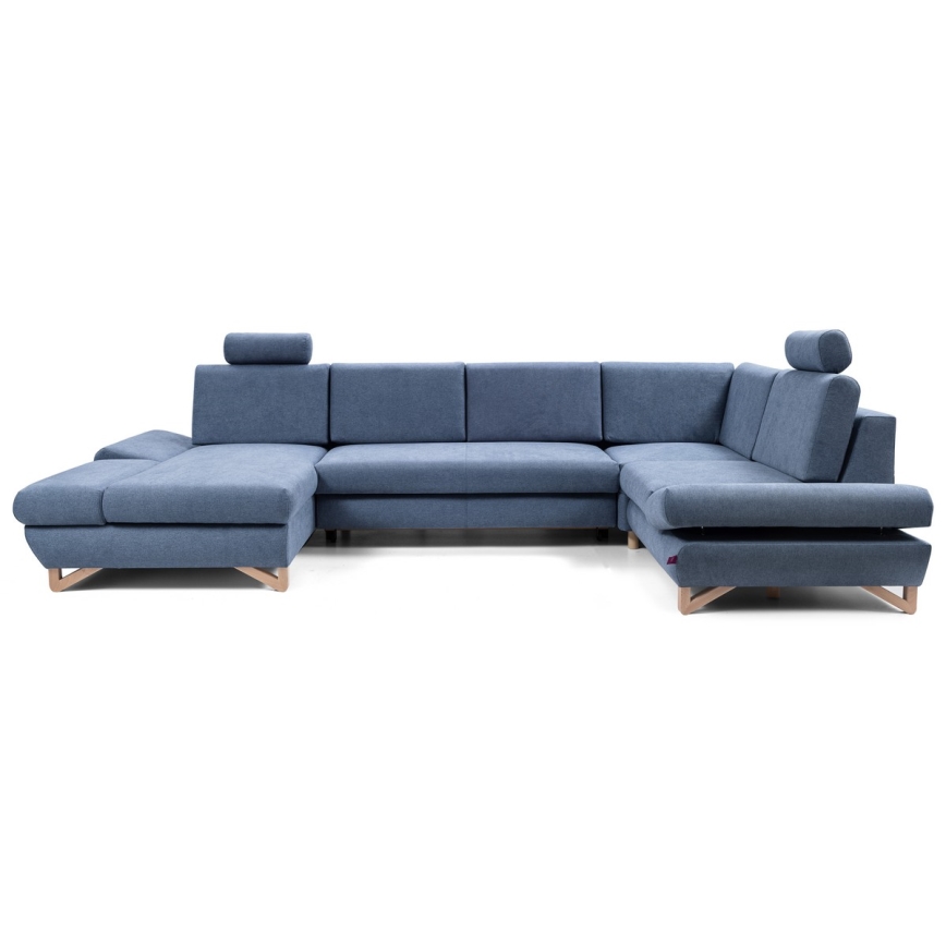 U-förmiges, klappbares Eck-Polstersofa mit Stauraum AVESTA rechts blau