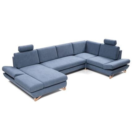U-förmiges, klappbares Eck-Polstersofa mit Stauraum AVESTA rechts blau