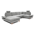 U-förmiges, klappbares Eck-Polstersofa mit Stauraum AVESTA rechts grau